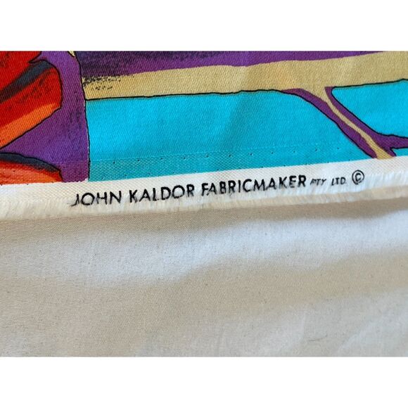 Vintage Tropical Island Florals on Blue Cotton Quilt Fabric.by John Kaldor 1 yrd - Picture 3 of 8